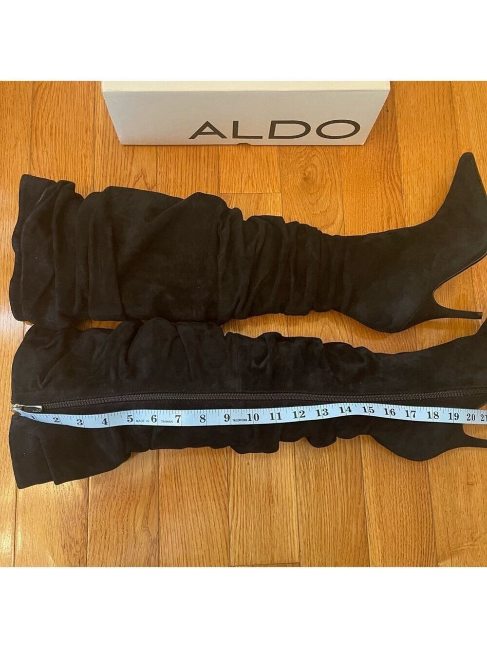 ALDO Yolando Black Suede Leather over the knee high heels boots Sz 37 - Picture 9 of 12